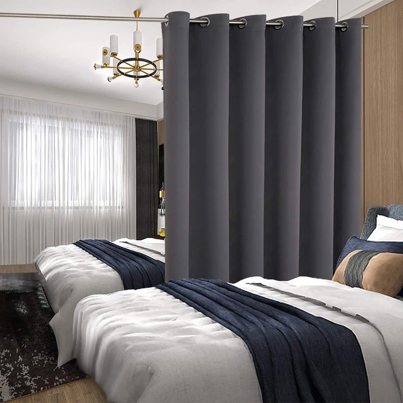 BGment Fashion Sliding Door Curtain 120 X 96 Inches, Wide Thermal Blackout Curtains Room Darkening Room Divider Window Curtain, 1 Panel, Dark Grey, 96 Length X Wide 120 - Image 3